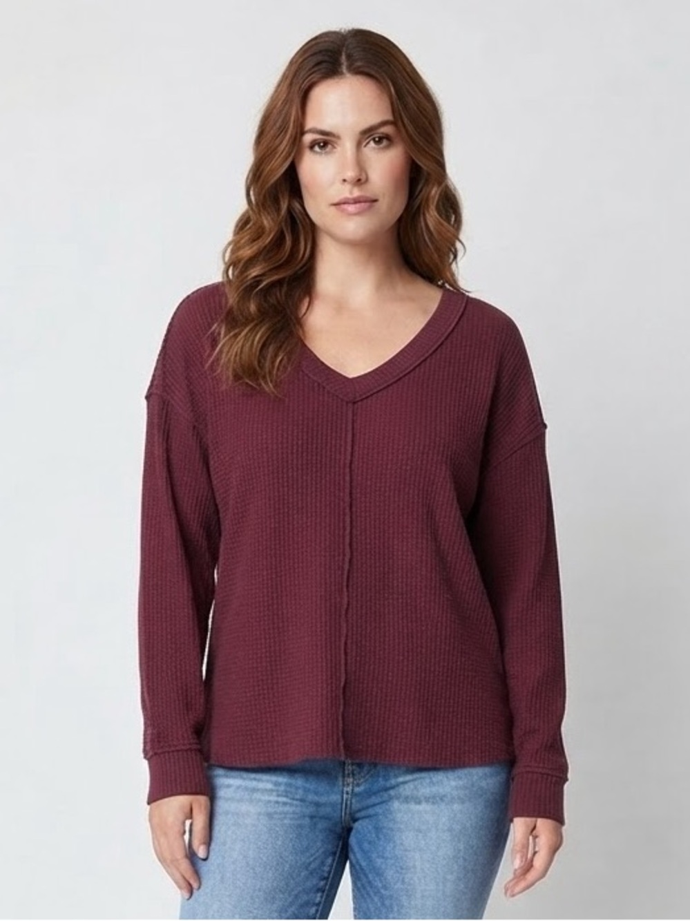 Arizona Jean Company Long Sleeve Waffle Knit Top
